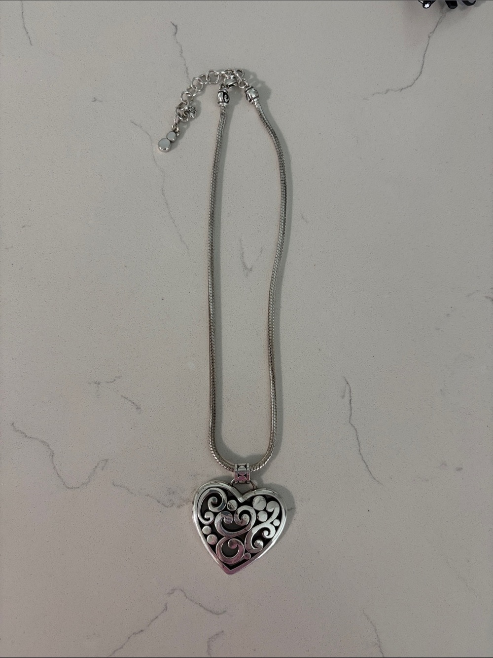 Brighton Silver Heart Filigree Pendant Necklace
